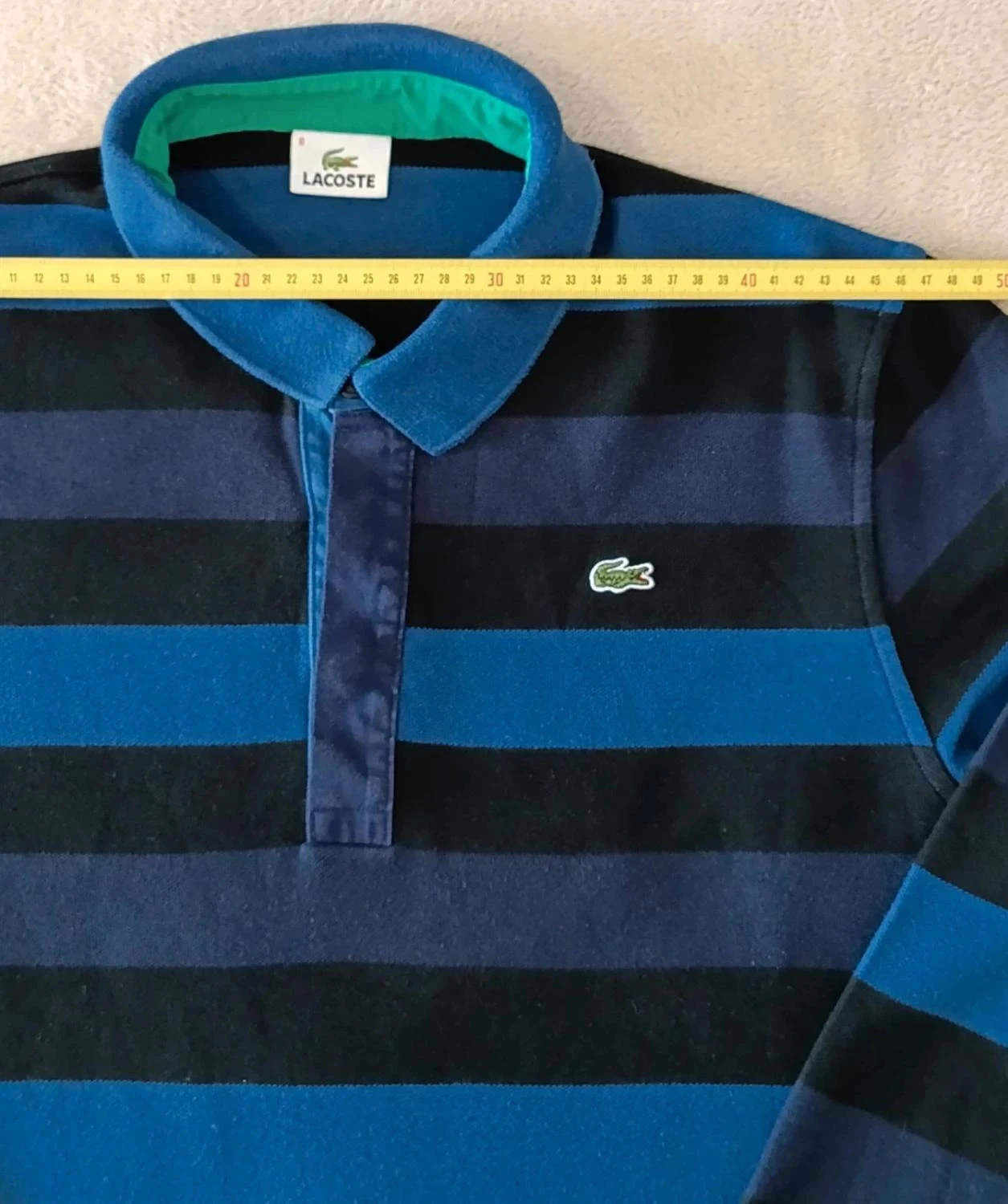 Polo Lacoste azul Listrado Riscas pretas Mangas compridas Tamanho 8 – photo 16